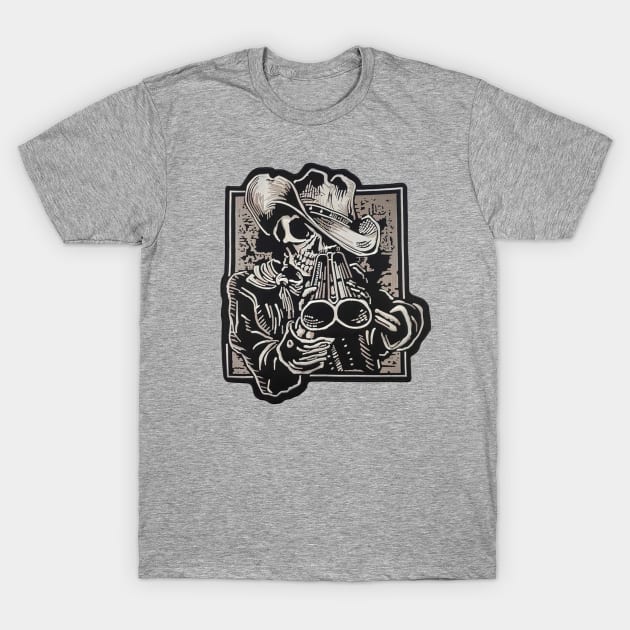 Skull Cowboy Out From Hell T-Shirt by BorisMcgunnard Design